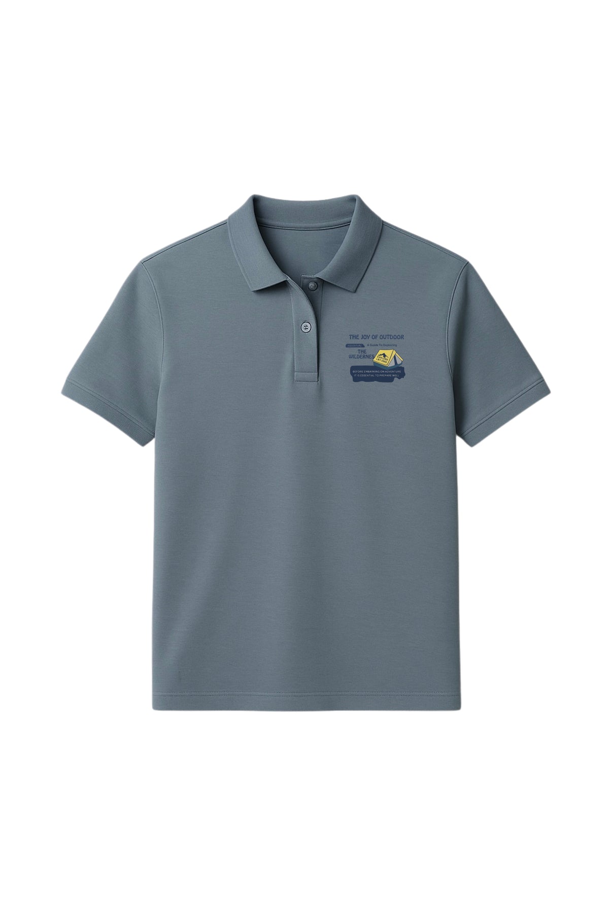 Beige Outdoor Graphic Polo Collar T-Shirt