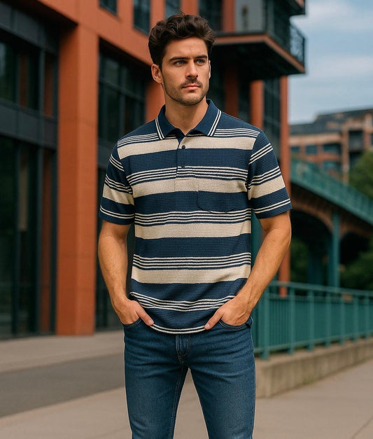 Men’s Horizontal Stripe Polo T-Shirt