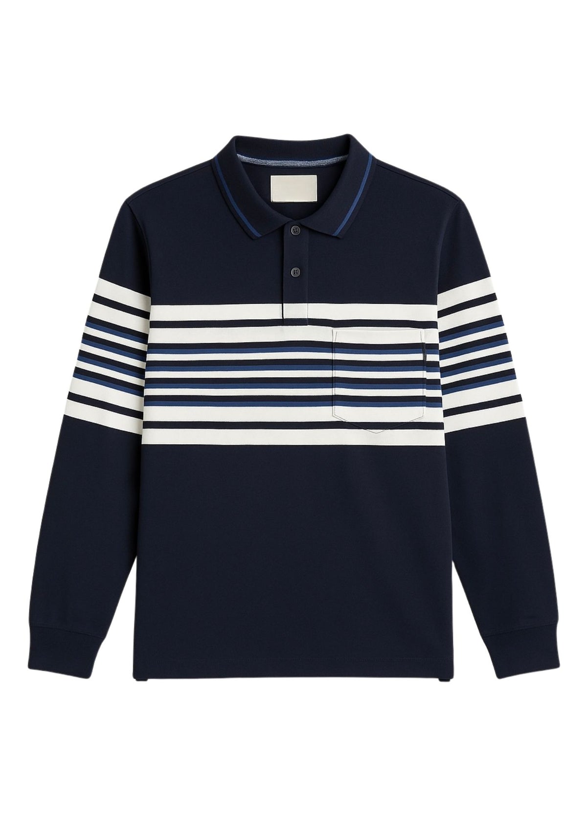 Ash Grey & Maroon Striped Full-Sleeve Polo T-Shirt