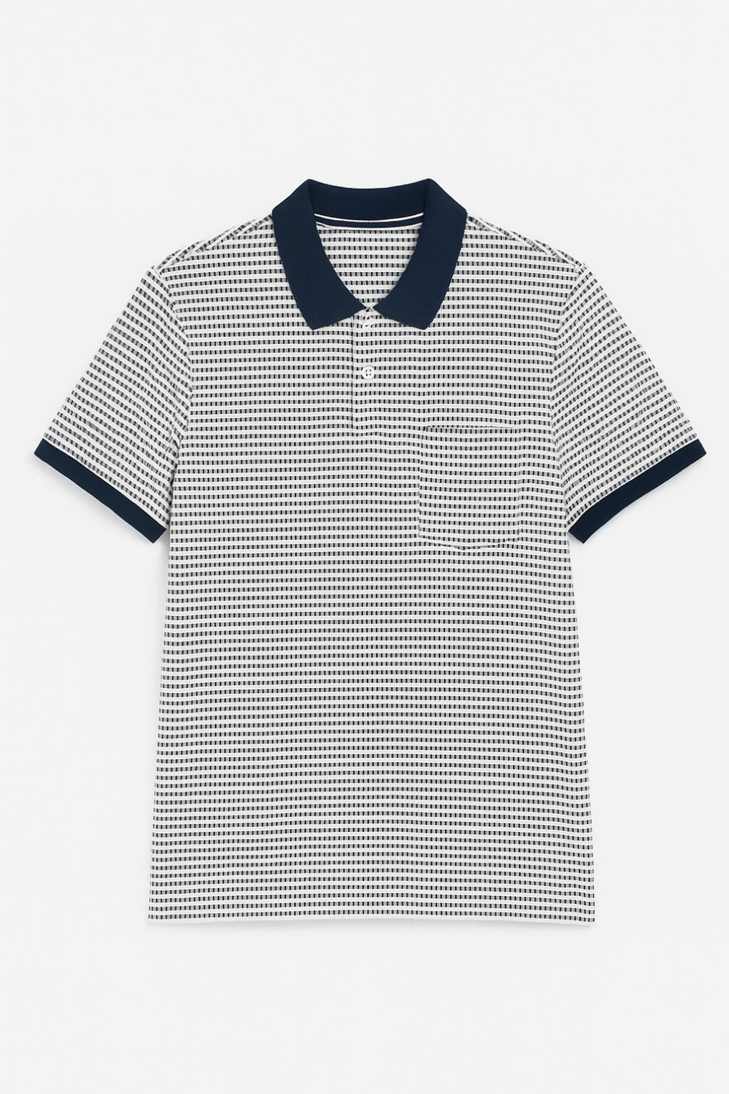 Micro-Striped Polo  with Contrast Collar