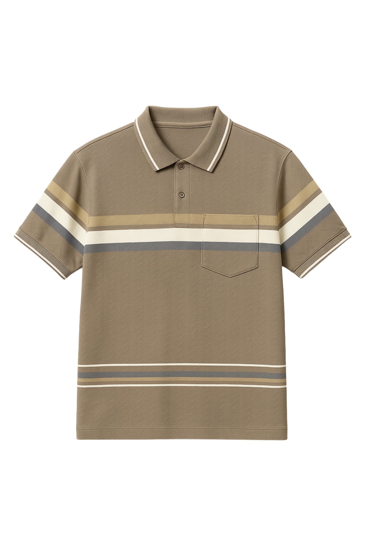 Off-White Polo with Red & Navy Stripes