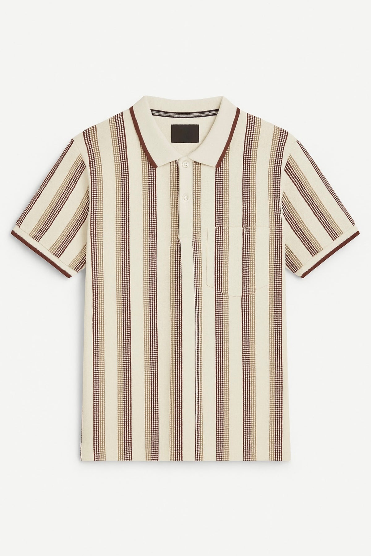 Navy Vertical Striped Polo Collar T-Shirt