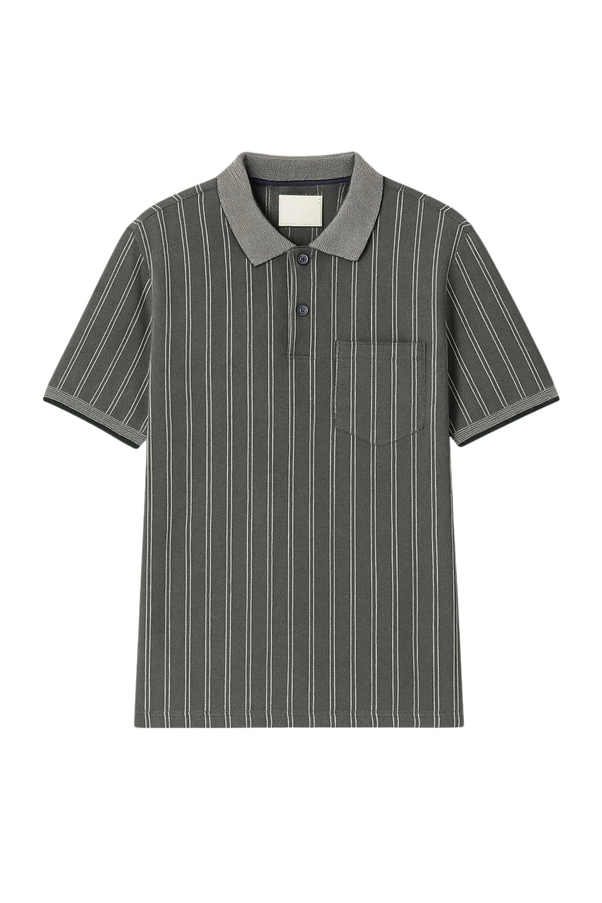 Vertical Stripe Polo Collar T-Shirt